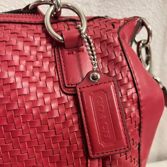 Coach Kristin Pink Woven Leather Large Shoulder Handbag Purse N2 E1220-19312 - Picture 4 of 12